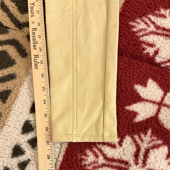 Guess Beige Faux Leather Pants Elastic Waist Full Length Women's Size L - Picture 7 of 7